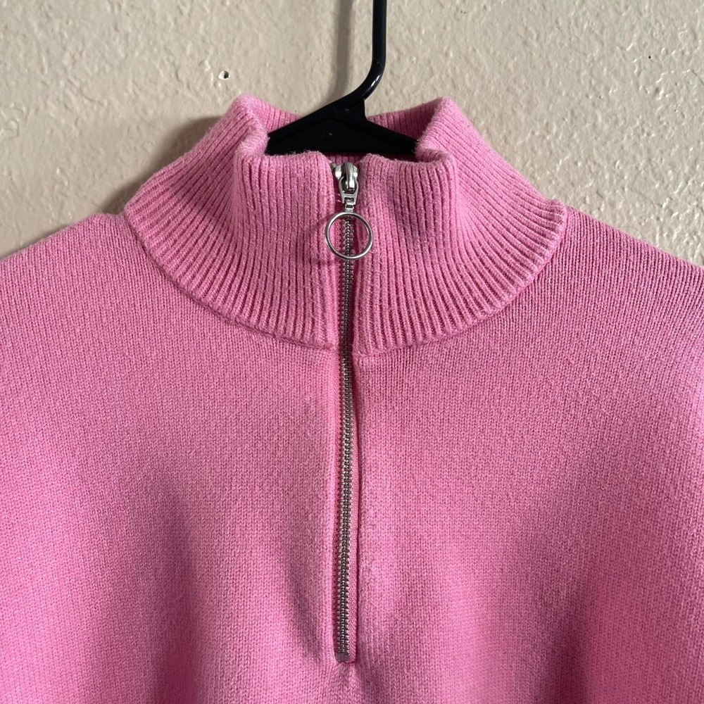Zara 1/4 Zip Pink Pullover Sweater Women's L - Picture 4 of 8